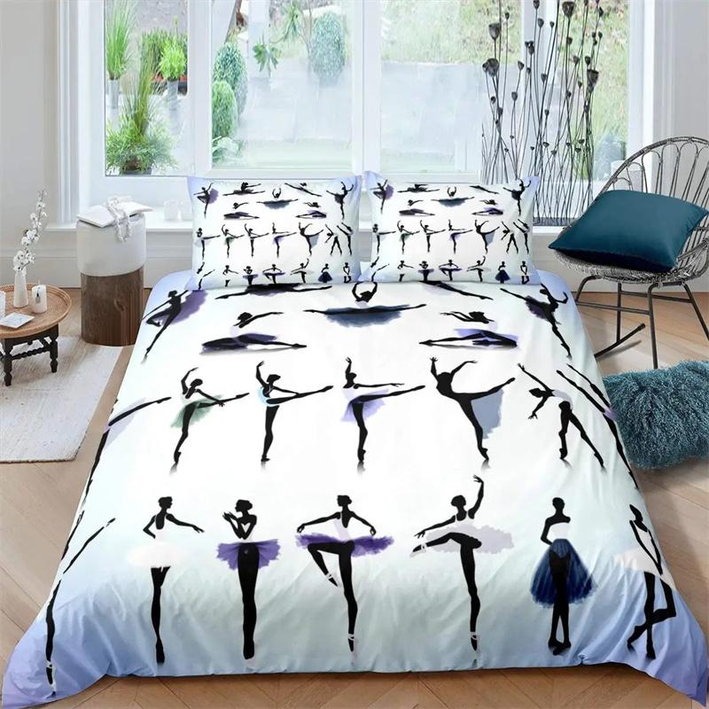 

Пододеяльник «Балерина» Сбалансированные ноги точек Танцовщица Стройная Искусство танца Украшения для спальни Тема шампанского Умбра Подарки для девочек 135x200cm 2pcs
