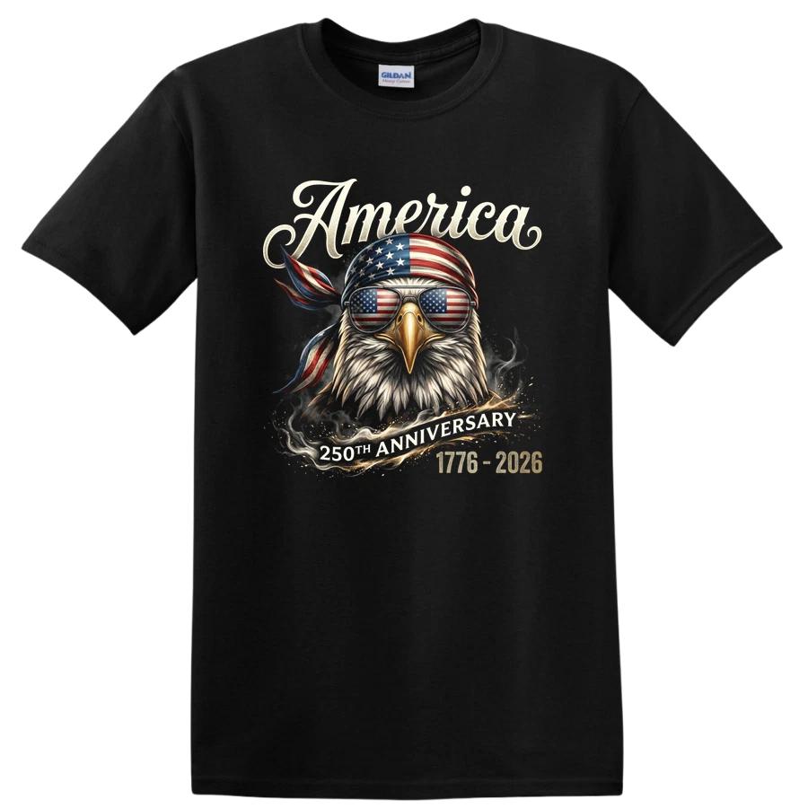 America Eagle 250th Anniversary 1776-2026 T Shirt Patriotic Tee w/ Flag Design XL