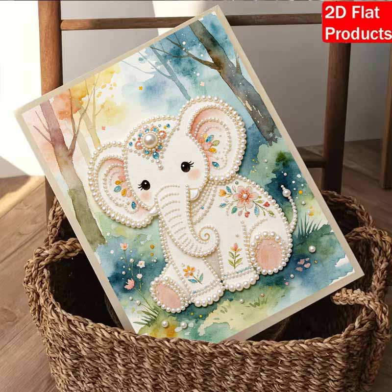 Cute Baby Elephant Pearl Painting 5D DIY Pearl Gemstone Art Diamond Painting Kit for Adults/Beginners Gift Ideas Home Decor Wall Art