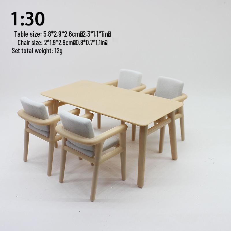 Miniature Dollhouse Dining Table and Chair Set - 12-Piece Scene Furniture Toy