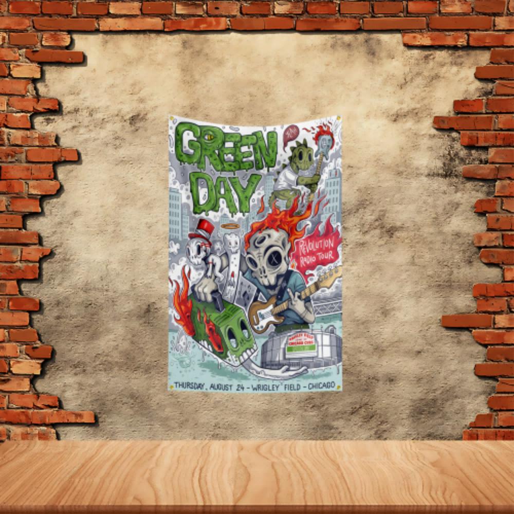 Green Day Band Party Flagge Polyester Bedruckte Fahne Banner Wandteppich für Garten Garage Dekoration Konzert Flagge