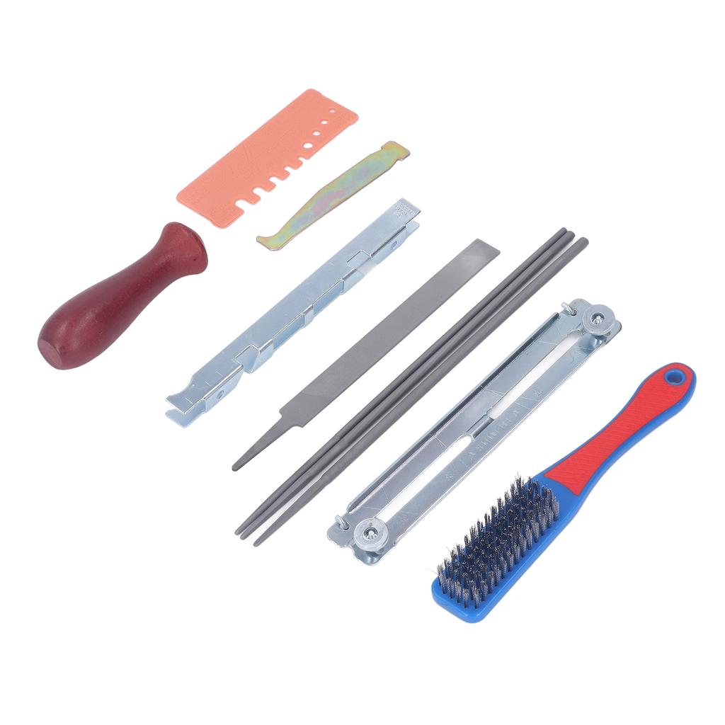 11Pcs Chainsaw Sharpener File Chain Saw Teeth Sharpening Tool Set Kit with Gauge Handle