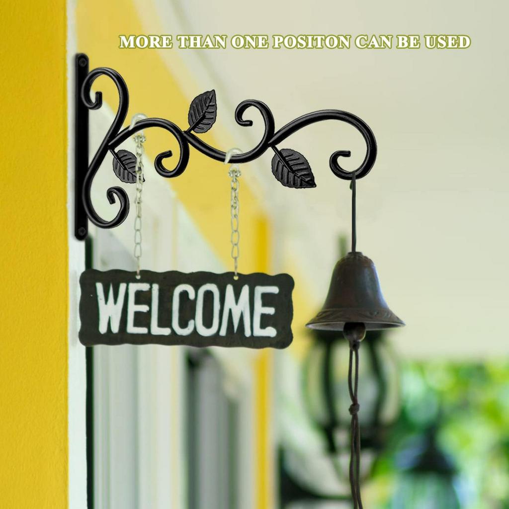 Wrought Iron Wall Mounted Holder Hanging Basket Bracket Flower Pot Hanger Wind Chime Lantern Support for Garden Decor