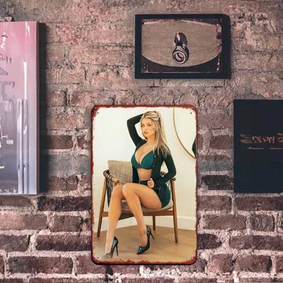 Wall Art Metal Sign Sexy Woman Retro Decor for Bedroom Garage Bar Garden Wall Sticker