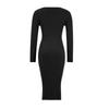 Womens Midi Sweater Dress Long Sleeve V Neck Bodycon Casual Knee Length Ladies Winter Dress