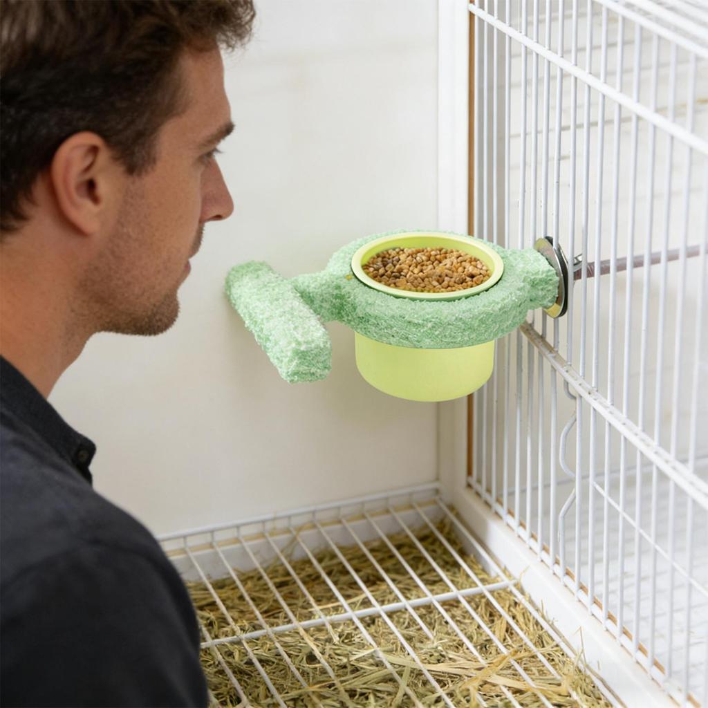 Bird Feeder For Cage Bird Dish Feeder For Cage With Perch Cockatiel Food Bowl For Conure Parakeet Cockatoo Canary Lovebird