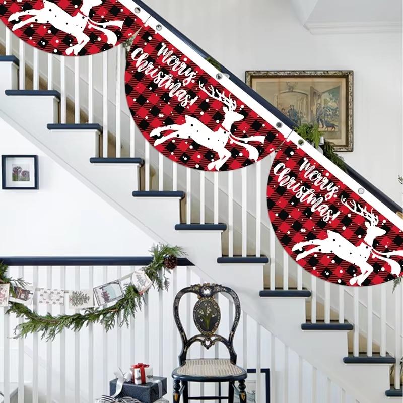Christmas Fan-shaped Flag Banner Christmas Decor for Home 2026 Christmas Ornament Xmas Navidad Natal Noel Gifts New Year 2026