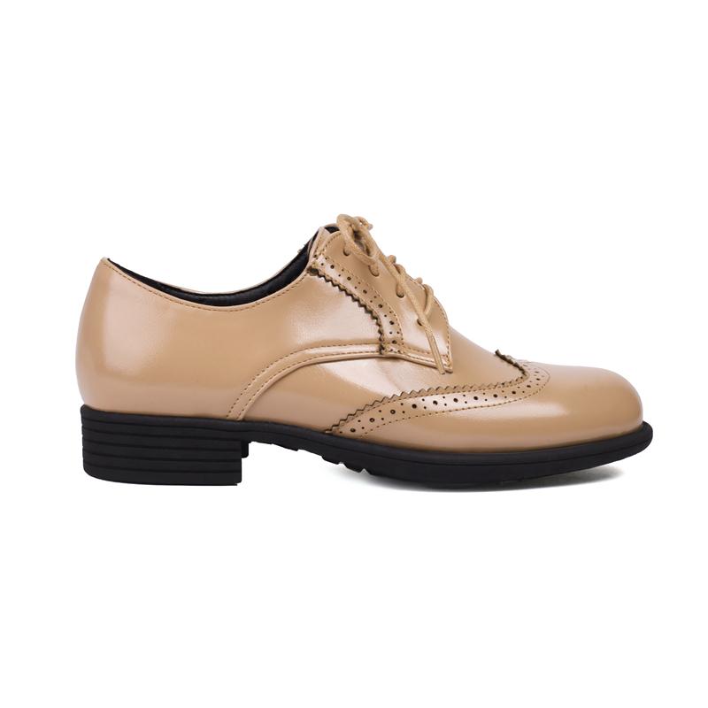 Oxfords Shoes for Women Cross Tied Lace Up Round Toe Black Nude Vintage Brogue Derby Shoes Female Spring Flats Chaussure Femme