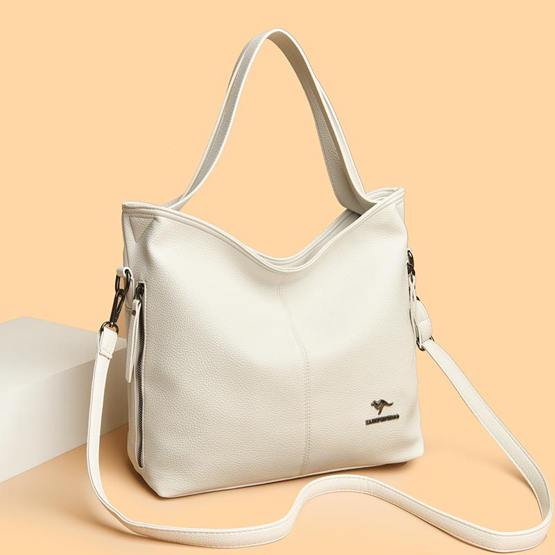High Quality Soft Leather Female Handbags Luxury Trendy Women Shoulder Bag Solid Color Simple Large Capacity Women's Tote Bags