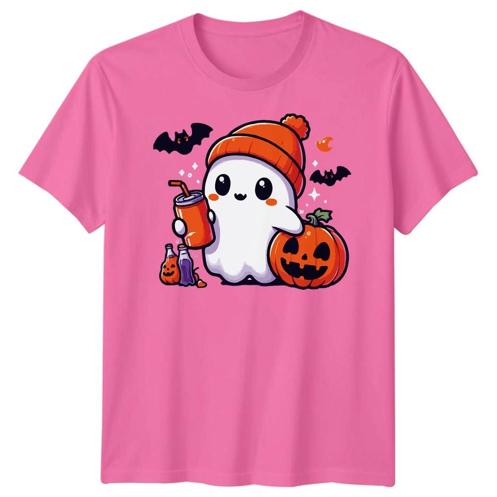Halloween TShirt Ghost Pumpkin Iced Coffee Spooky Graphic Adults Kids Tee