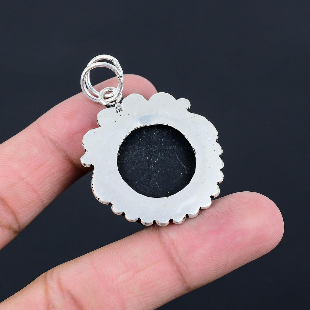 925 Silver Black Tourmaline Rough Stone Handmade Trendy Bezel Pendant Jewelry