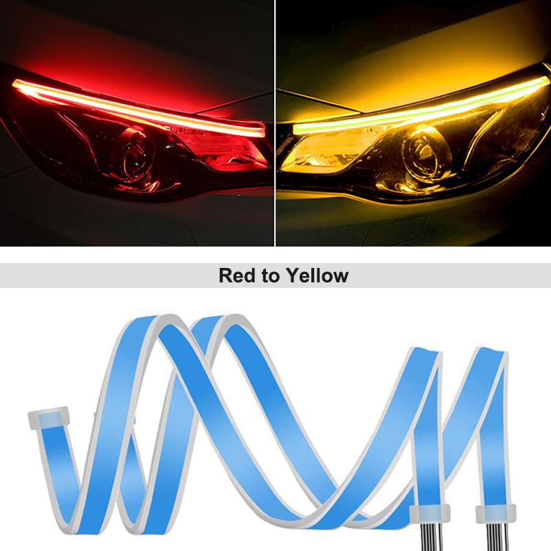 2Pcs Start Scan DRL Car Daytime Running Light Flexible Waterproof LED Strip Sequential Turn Signal Light For Auto Headlight 12V