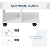 Side Table With Wheels C Shaped Sofa Table With Open Shelves For Living Room 45x35x58 Cm White