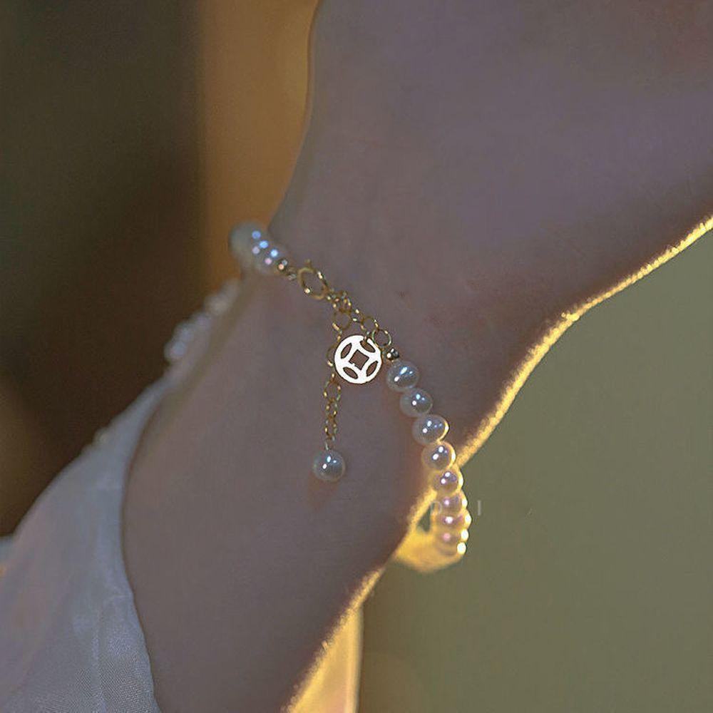Temperament Fashion Chain Good Luck Hand Chain Pearl Pendant Korean Style Bracelet Women Bracelet