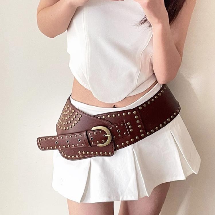 Party Rivet Studded Belt for Adult All Matching Belt Waistband PU Leather Belt Elegant Pants Jeans Belt for Women Men
