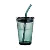Striped Glass Tumbler with Lid and Straw