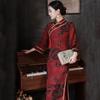 Qipao Spring and Autumn Chinese Style Vintage Print Slim High End Improved Cheongsam Dress for Women