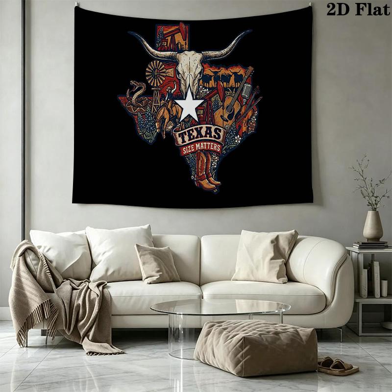 Texas Longhorns Wall Tapestry Aesthetic Wall Hanging Printed Fabric Blanket Decorative Tapestries for Bedroom Living Room Home Decor