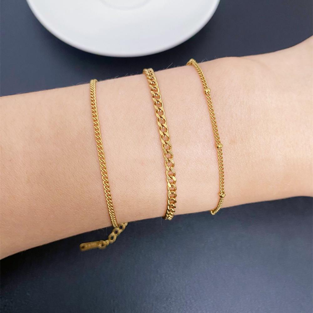 International Cross-Border Decor: Personalized Stainless Steel Chain  Bracelet Set - 3-Piece Hot Seller золотой