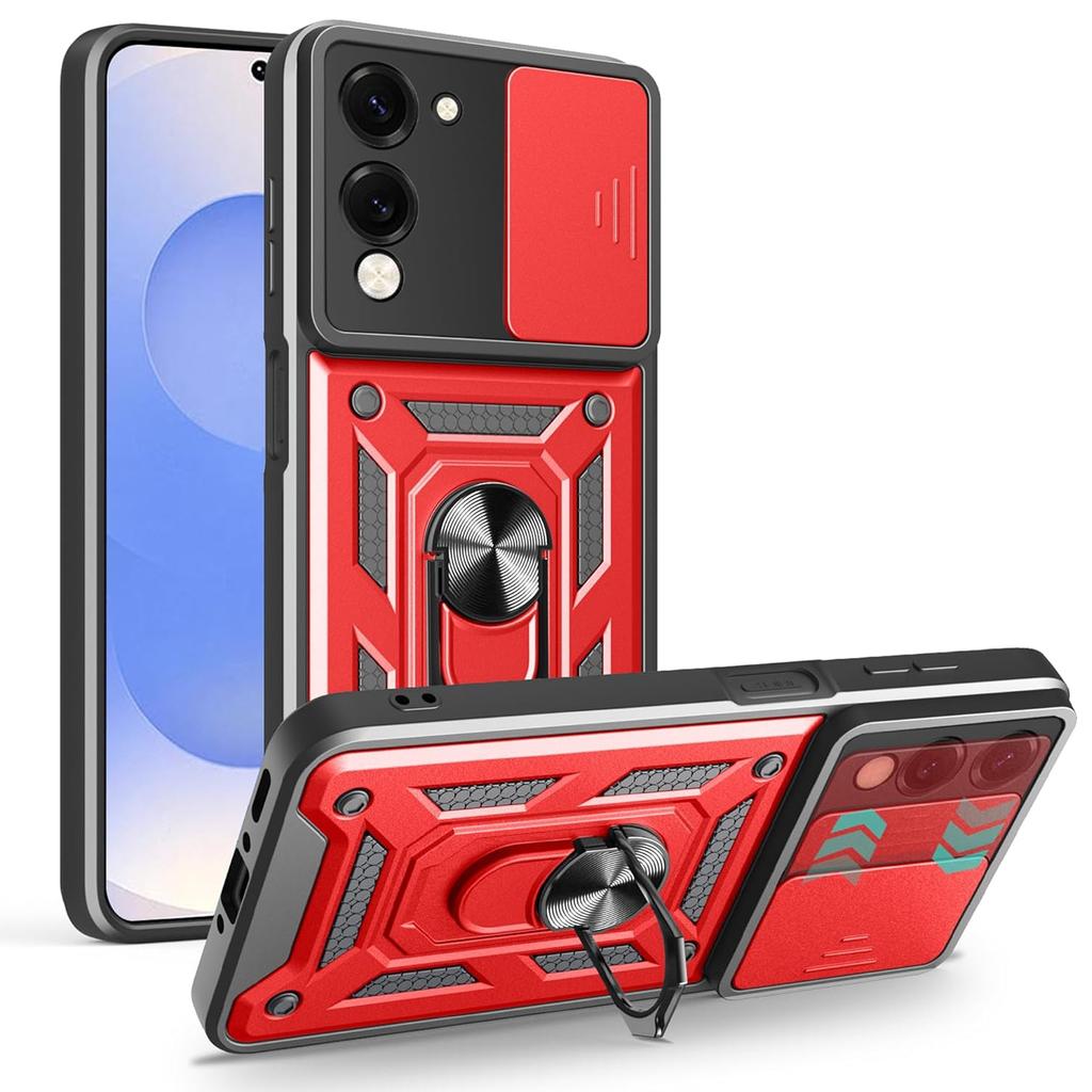 Armor Case For Vivo Y29S 5G Y19S Y04 4G Cover Lens Protection With Ring Magnetic Holder Coque Fundas Capa