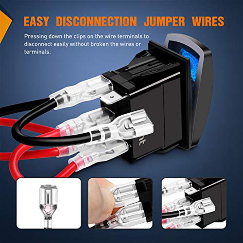 Portable 6 Piece 5-Pin SPST Rocker Switch, 20A/12V 10A/24V Toggle Switch As Shown ABS+Metal For Trucks, Boats, Cars And Motorcyc