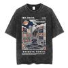 Vintage Japan Osaka Dotonbori Krabben Stadtbild Grafik T-Shirts Herren Gewaschen Mode Übergroßes Baumwoll-T-Shirt Unisex Streetwear