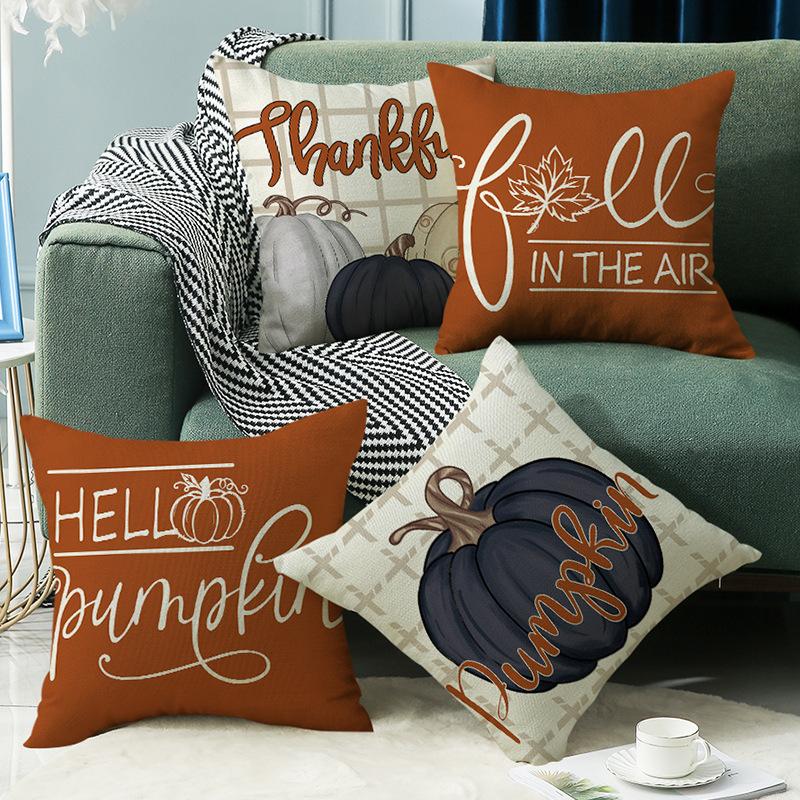 Autumn New Linen Letter Print Sofa Pillow Living Room Cushion Bedside Bay Window Cushion Cover