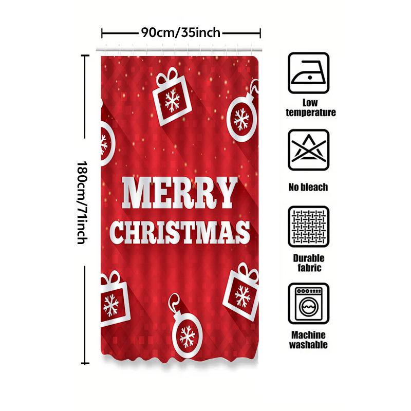 Tu Christmas Shower Curtain Waterproof Festive Holiday Decor Merry Xmas Pattern Bathroom Fabric Backdrop Holiday Home Decoration
