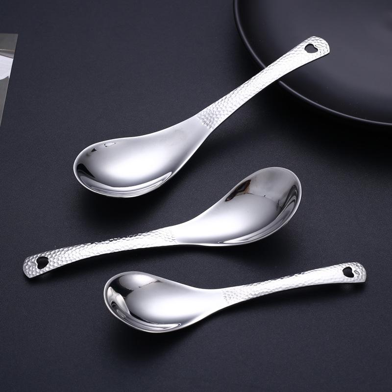 Household Children'S Spoon Dessert Spoon Silver Mirror Polished Flatware Soup Rice Home Tableware Kitchen Essential Accessories