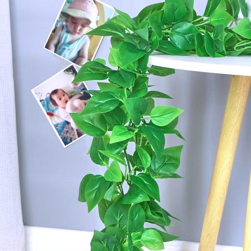 

Искусственная ротанговая лиана Потос: Зеленый лист для украшения водяной трубы и крышки кондиционера