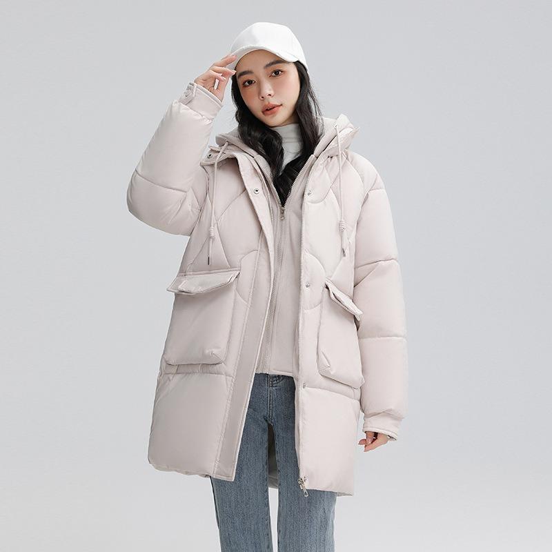 Autumn and Winter Women's Thickened Hooded Coat Loose Mid-length Fake Two-piece Windproof Warm Jacket Cold-proof Clothing