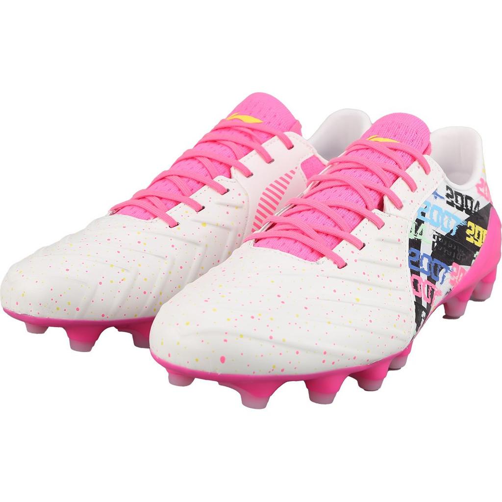 Li Ning Jin High-End FG (Rubber Long Stud) Natural Grass Football Shoes Men Football Shoes Pink YSZU007-1