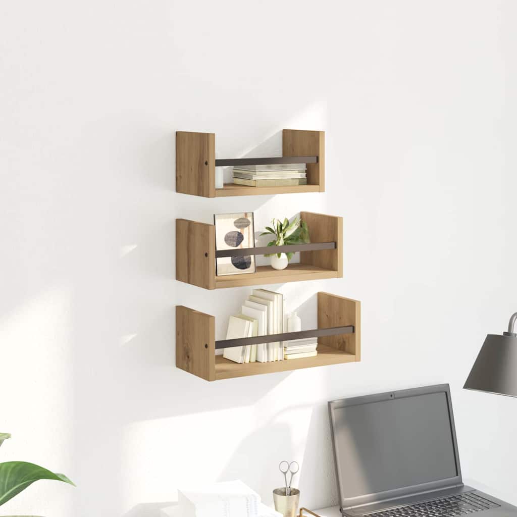Wall Shelf Set 3 pcs Artisan Oak 40x16x14cm Engineered Wood