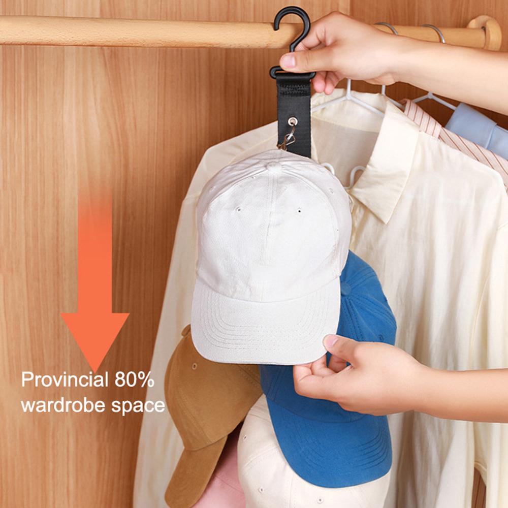

8-Clips Closet Hanging Cap Keeper Cloth+Metal Hat Holder Storage Rack Organizer Type A