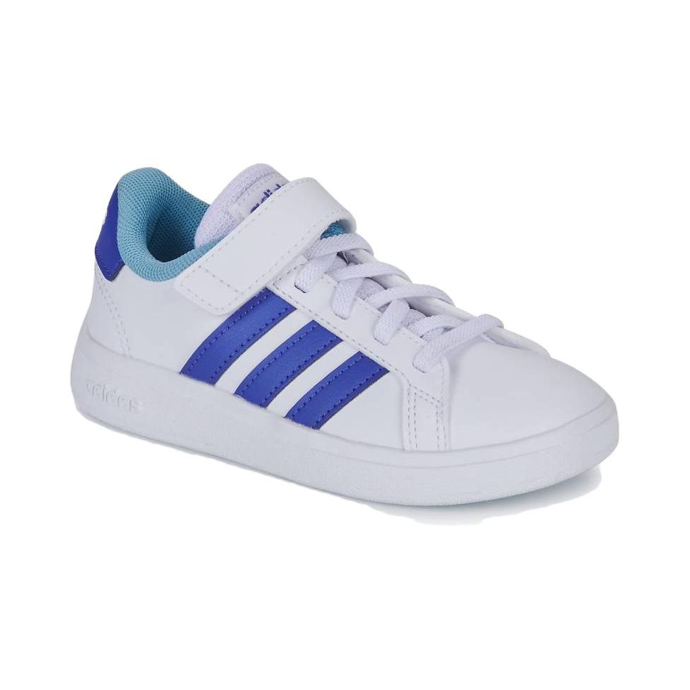 adidas Trampki dziecięce Grand Court Strap Little Kid w kolorze białym Lucid Blue Cloud-White, używane, niebieskie HP8915
