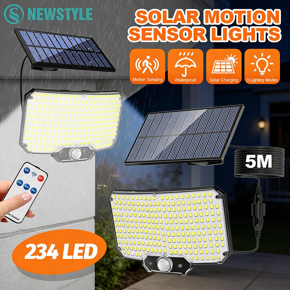 Solar Lights Outdoor Garden Lights 234/328LED Solar Motion Sensor Lights Security Lights with Remote Control Yard Patio Pathway