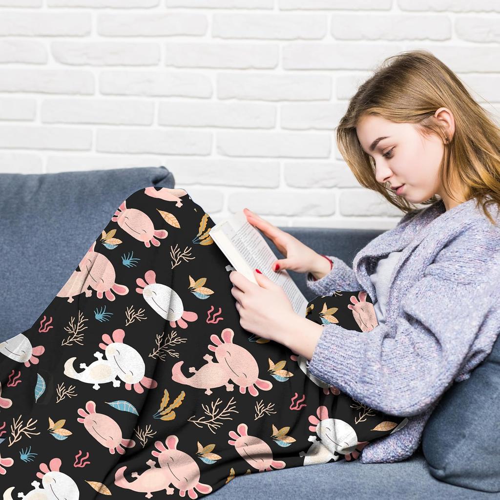 Axolotl Blanket Ultra Soft Flannel Throw Blanket Gifts for Axolotl Lovers Blankets for Girls Boys Kids Women Adults Stuff