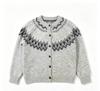 Nordic Færøerne Women's Retro Floral Jacquard Knit Cardigan – Loose Round Neck Sweater Coat for Autumn/Winter.