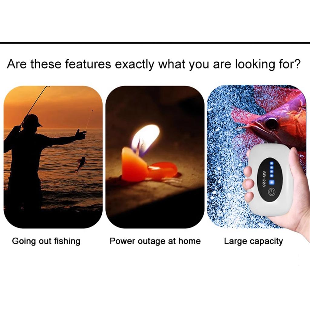 Aquarium Fish Tank Oxygen Air Pump Compressor Charging Silent USB With Battery Portable Fishing Oxygenator 6000mA Outdoor