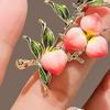 Women Brooch Enamel Pink Peach Green Leaf Shape Lapel Pin Suits Coats Bags Scarves Badge Versatile Accessory