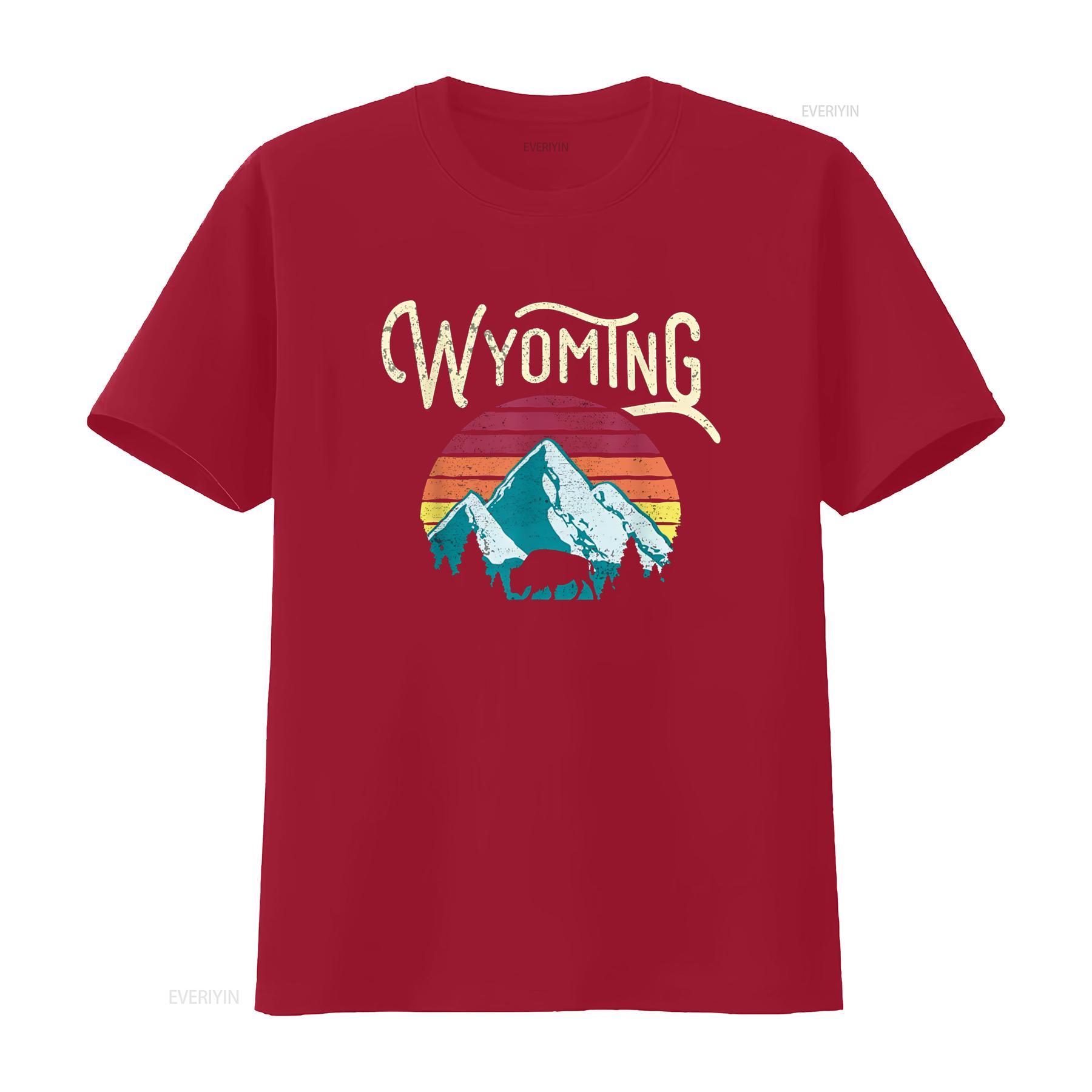Retro Wyoming WY Mountains State Wildlife T Shirt vintage Washed streetwear Unisex Stretched Casual Stylish Slightly Soft homme S
