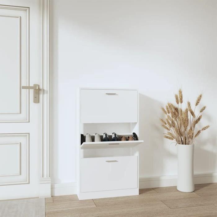 VidaXL Armoire à chaussures Blanc 59x17x108 cm Bois d'ingénierie 342526