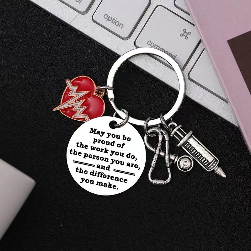 Keychain Nurse Doctor Gift Ecg Heart Pendant Occasion Pendant Syringe Decoration