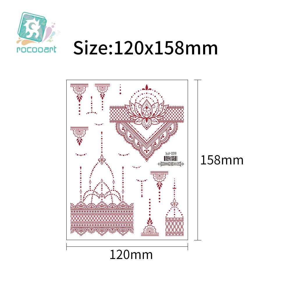 Whitening Red Henna Lace Mandala Flower Waterproof Temporary Tattoo Stickers for Women