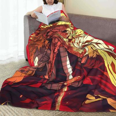 Demon Slayer Flame Hashira Kyojuro Rengoku Anime Blankets Flannel Throw Blanket for Couch Bedding Outdoor Throws Bedspread Quilt