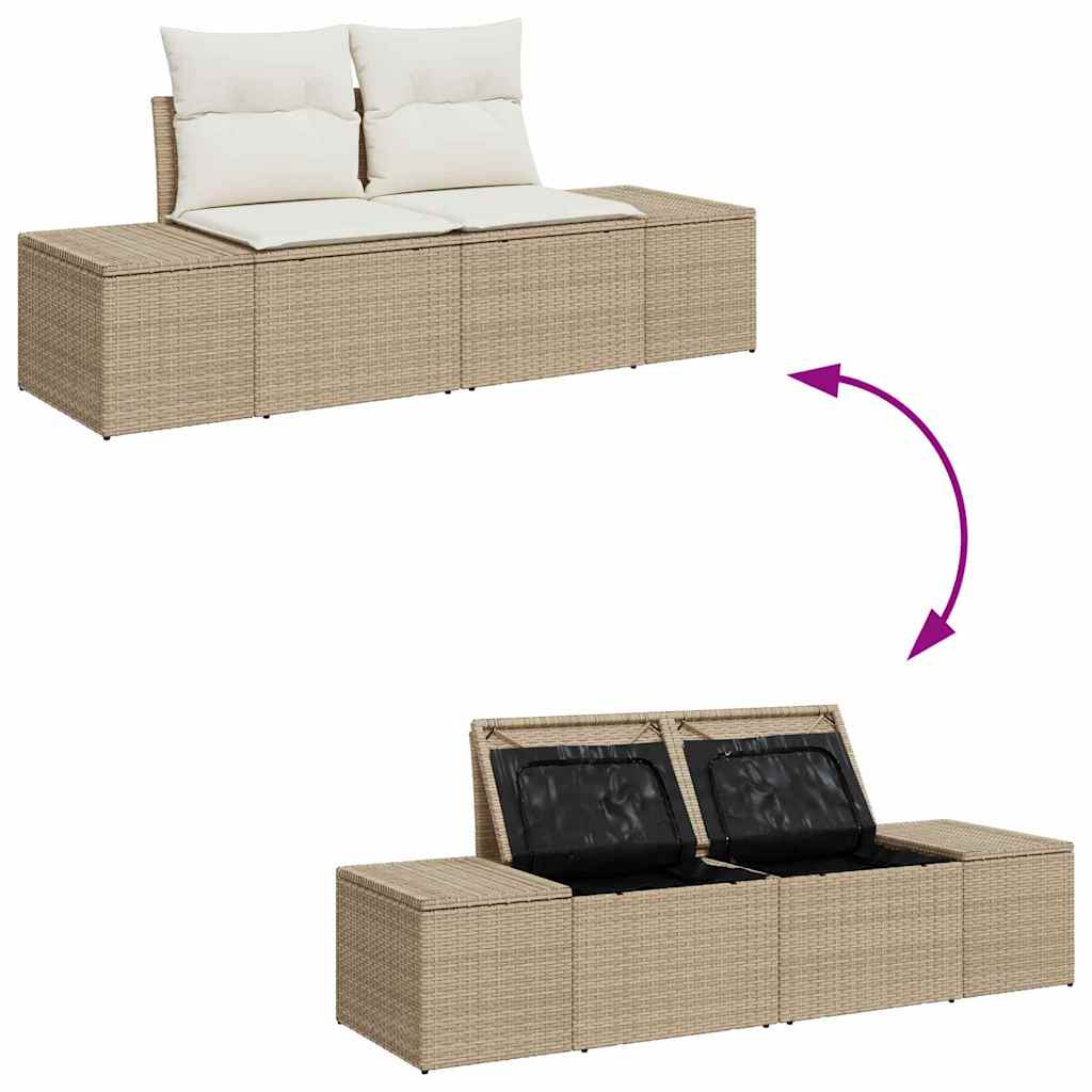 Garden Sofa Set with Cushions 6 Pcs Beige and Cream Poly Rattan