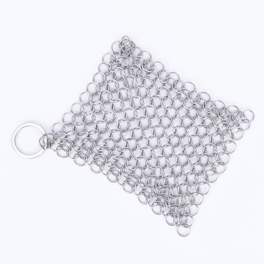 

10x10cm Finger Durable Wok Circular Ring Cleaning Cookware Chainmail Cast Iron Cleaner Kitchen Tool Stainless Steel Pan Brush серебряный