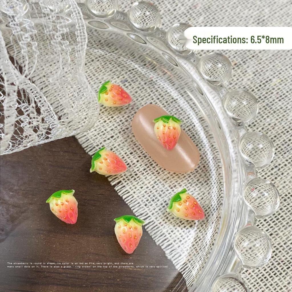 Pink Gradient Strawberry Nail Art Charms - DIY Decorative Cartoon Fruit Accessories