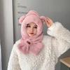 Hat Scarf One-piece Women's Winter Plush Hat Hooded Scarf Thickened Winter Versatile Warm and Trendy