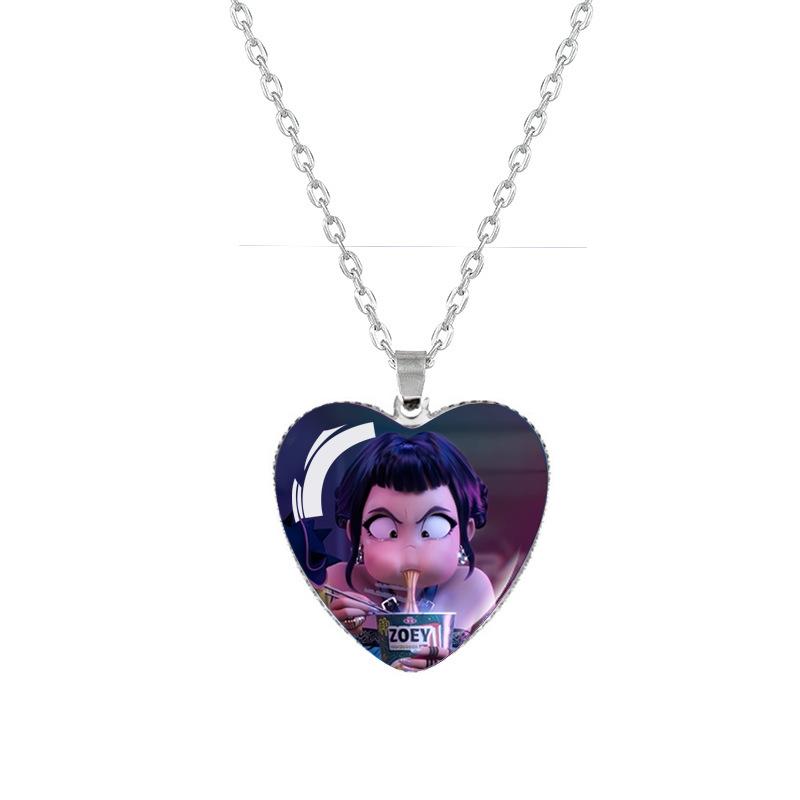 Anime K-pop Demon Heart Shape Pendant Necklace Cartoon Character Idol Jewelry Gifts